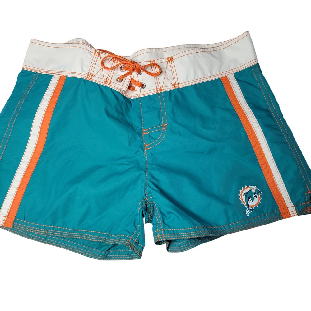 NFL Team Apparel Miami Dolphins Womens Board Shorts Teal Medium '97-'12 Logo